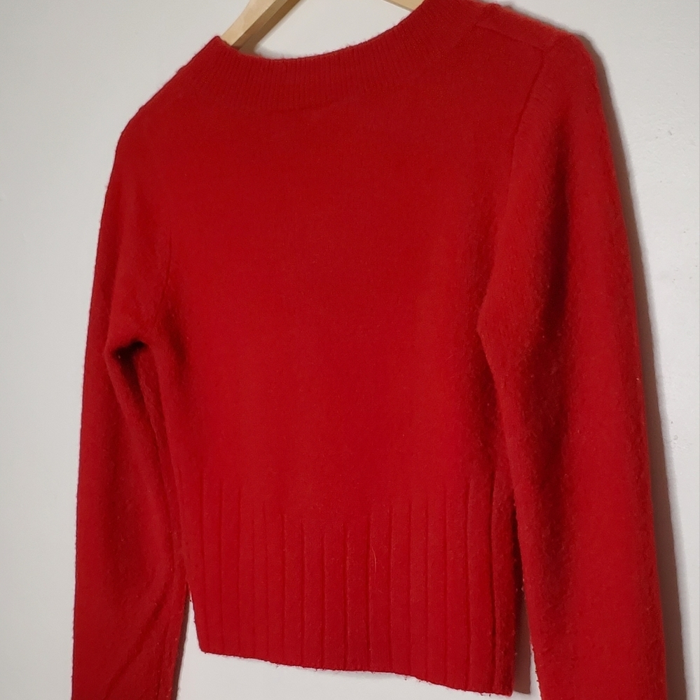 Basic Red Rounded Neck Long Sleeve Sweater - Picture 5 of 10